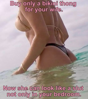 Photo by CaptionMyWife with the username @CaptionMyWife,  January 26, 2022 at 6:09 AM. The post is about the topic Cuckold Captions and the text says 'She can look like a slut to anyone now. You like it, right?'