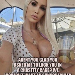 Photo by Assman161 with the username @assman161,  February 14, 2022 at 5:38 AM. The post is about the topic Chastity captions and the text says 'Yes please, this is exactly what I want and need, a woman to live with me, so I can eagerly serve her wearing a chastity cage!'