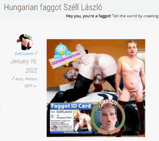 Photo by cdkriszti with the username @cdkriszti,  January 22, 2022 at 10:11 PM. The post is about the topic Exposed Faggots Sluts and the text says 'szelllaszlo hungarian exposed faggot'