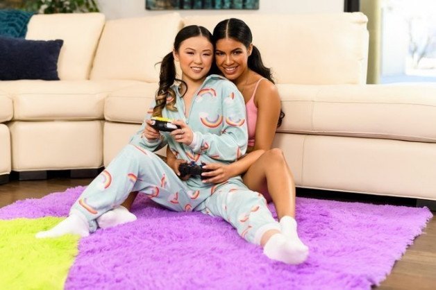 Photo by Reality Kings with the username @RealityKings, who is a brand user,  February 23, 2022 at 3:21 PM. The post is about the topic Bisexual Threesome and the text says 'Gamer Girlfriend Gets Sneaky
#LuluChu #MayaFarrell #VanWylde

📺 https://sharesome.com/get/sneakygame'