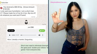 Photo by GoddessLila with the username @GoddessLila, who is a star user,  March 3, 2022 at 6:05 AM. The post is about the topic Dominatrix and the text says 'Have a small pathetic dick AND a manlet? That is truly BEYOND PATHETIC loser. 

#femdom #findom #financialdomination'