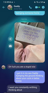 Photo by KeptQuean with the username @KeptQuean,  July 4, 2022 at 11:30 PM. The post is about the topic CuckQuean and the text says 'Loving texts with Daddy'