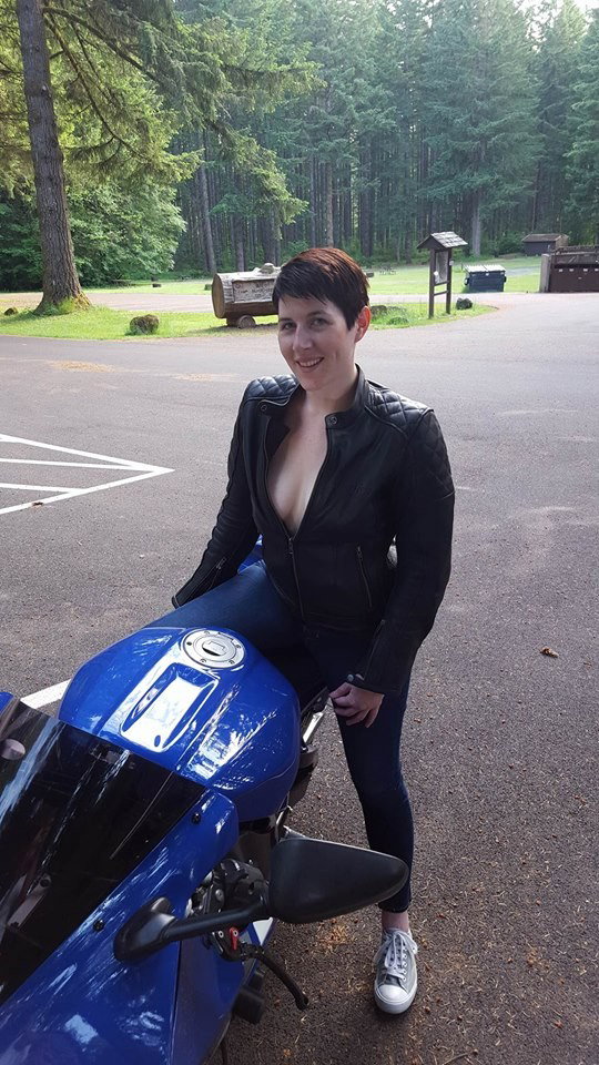 Photo by walk.the.fine.line with the username @walk.the.fine.line, who is a verified user,  February 22, 2018 at 10:16 PM and the text says 'Wishing for warmer days. #boobies  #motorcycleboobies  #flashing  #bodypositivity  #freethenipz  #motorcycle  #titties  #amateur'