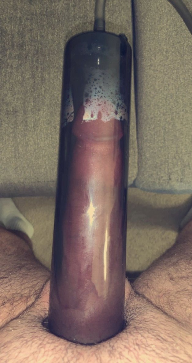 Photo by HungCub9 with the username @HungCub9,  March 1, 2022 at 6:32 AM. The post is about the topic Sex Toys and the text says 'Love my young cock pumped up and swollen. Any interest in seeing the video of me pumping it? Leave a comment ;)'