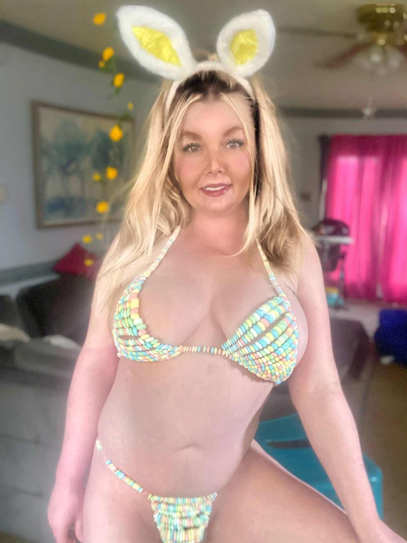Photo by omghbomb with the username @omghbomb, who is a star user,  April 14, 2022 at 8:16 PM. The post is about the topic MILF and the text says 'the easter bunny CAME EARLY 🐣🐰 now i just need YOU to eat this set off meh #hotmama #milf #sexbunny #mommy'
