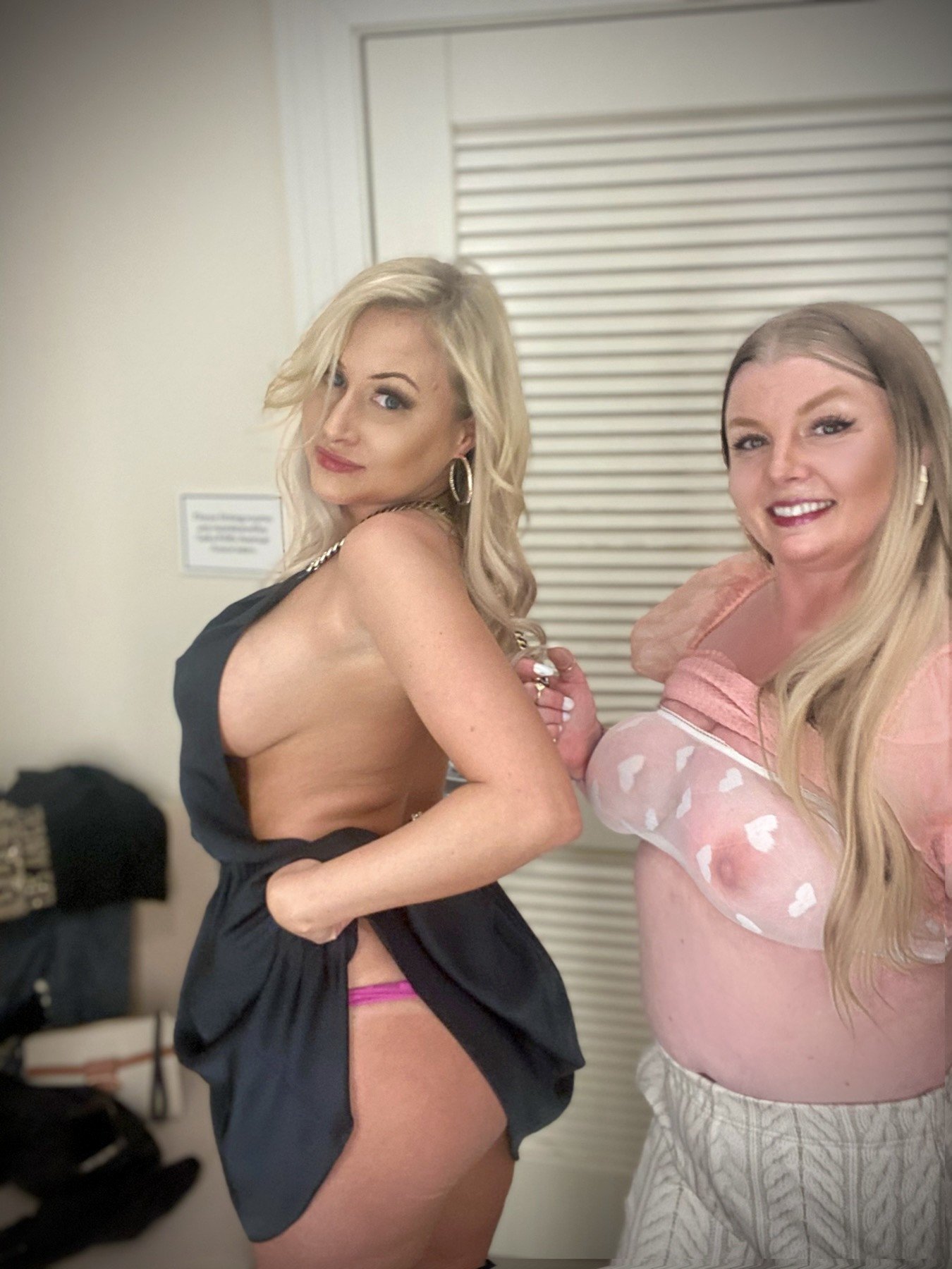Photo by omghbomb with the username @omghbomb, who is a star user,  March 18, 2022 at 1:04 PM. The post is about the topic Nude Friends and the text says '💞 Me and My Bestie 💞 #Girlfriends #HotBlondes #Sexy #MiLF #Bombshells #BigBoobs #Natural 🆚 #Fake #PickOne

Which of us has fake tits❔'