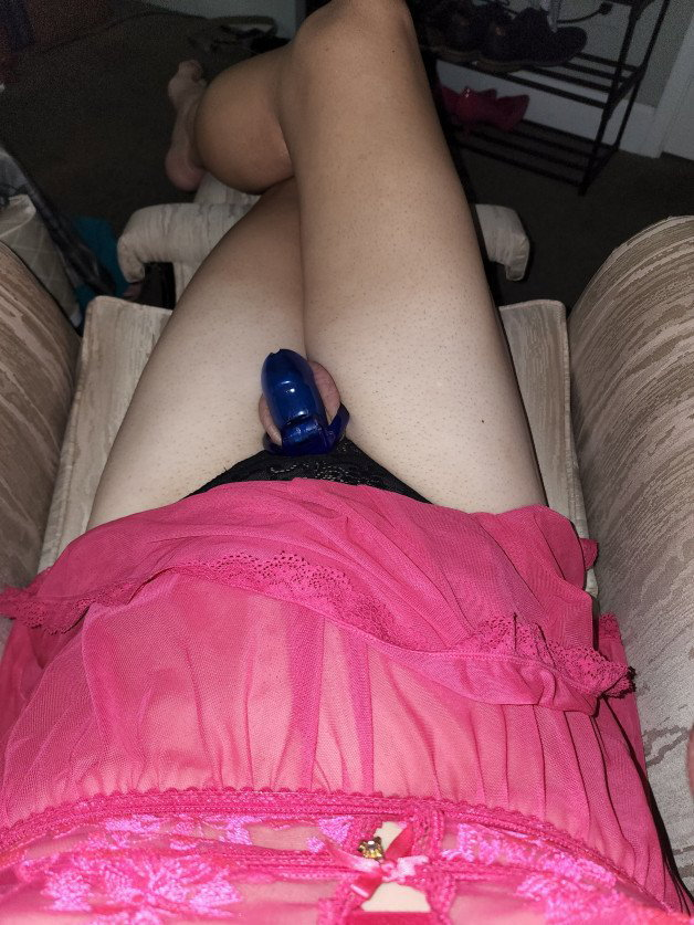 Photo by Sarahs.Sissification with the username @Sarahs.sissification, who is a verified user,  August 17, 2022 at 3:54 AM. The post is about the topic Sissy and the text says 'Crotchless panties, lingerie and my cage'