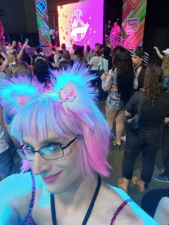 Album by Sarahs.Sissification with the username @Sarahs.sissification, who is a verified user,  May 16, 2022 at 9:10 PM. The post is about the topic Sissy and the text says 'Me at RuPauls dragcon in Los Angeles. I had a blast. I bought this cute new wig let me know what you think'