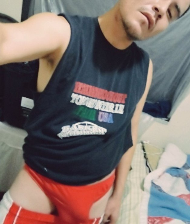 Photo by misterdb with the username @misterdb, who is a verified user,  August 31, 2022 at 12:42 AM and the text says 'RED
#maleunderwear #bikini_briefs'