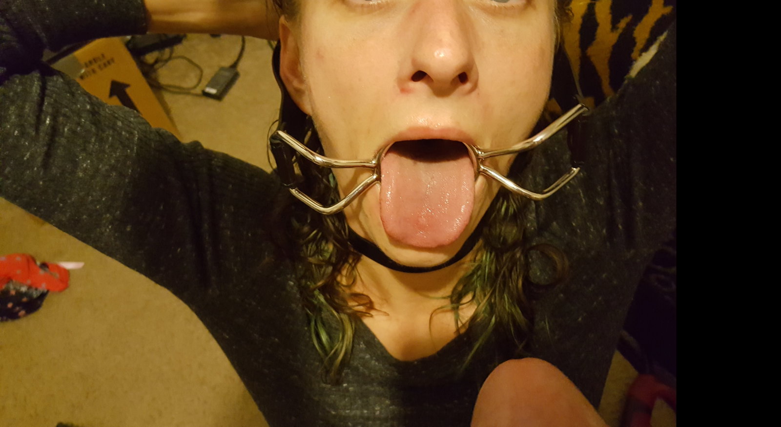 Photo by Miss.Behaved with the username @Subm1ss1v30n3, who is a verified user,  December 14, 2018 at 5:20 PM. The post is about the topic blowjob and the text says 'I love it when Daddy chokes me with his cock and I'm gagging!!!'