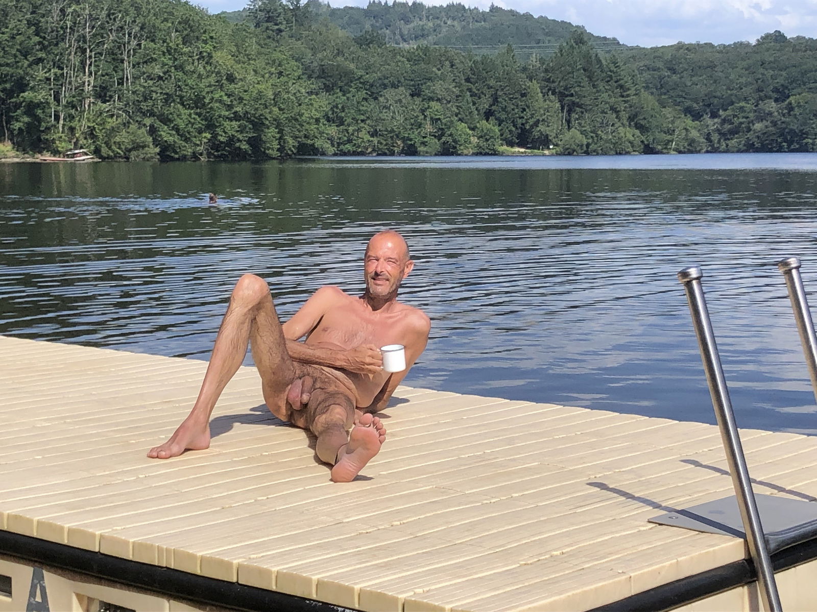 Album by busrijderke with the username @busrijderke, who is a verified user,  September 10, 2024 at 6:32 PM. The post is about the topic Male life outdoors and the text says 'nude vacation with cofee..'