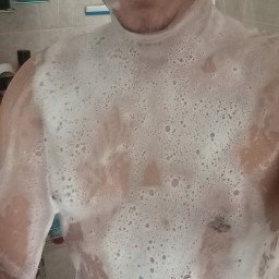Photo by Scrtlvr1987 with the username @Scrtlvr1987,  December 4, 2022 at 6:05 PM. The post is about the topic man in bath and shower rooms and the text says 'Getting soapy and clean. Space for one more 😉'