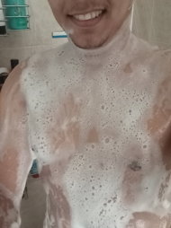 Photo by Scrtlvr1987 with the username @Scrtlvr1987,  December 4, 2022 at 6:05 PM. The post is about the topic man in bath and shower rooms and the text says 'Getting soapy and clean. Space for one more 😉'