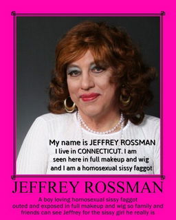 Photo by sissyfagleah with the username @sissyfagleah, who is a verified user,  May 10, 2022 at 7:09 PM and the text says 'This formal portrait shows Jeffrey Rossman from Connecticut, formally outed and identified as a homosexual sissy faggot, photographed in full makeup and wig so that family, friends, and people who know Jeffrey can see him for the sissy girl faggot he..'