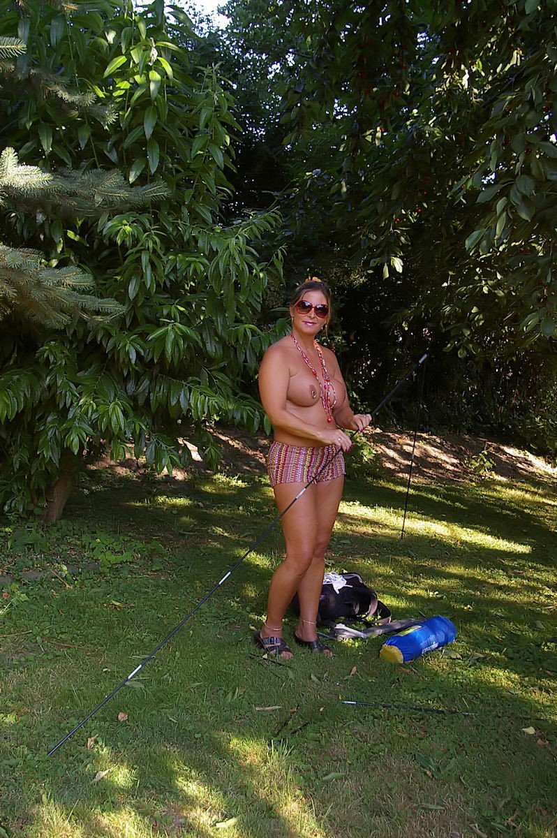 Album by Nude Chrissy with the username @Nudistparadies, who is a verified user,  June 5, 2022 at 9:33 PM. The post is about the topic My nudist lifestyle and the text says 'My camping adventure'