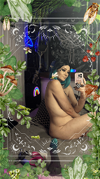 Photo by Raven with the username @RavenAzarath, who is a star user,  April 15, 2024 at 3:35 PM. The post is about the topic Nude Selfies and the text says 'Not full frontal, but slide into my DMs. Maybe I'll show you 😈'
