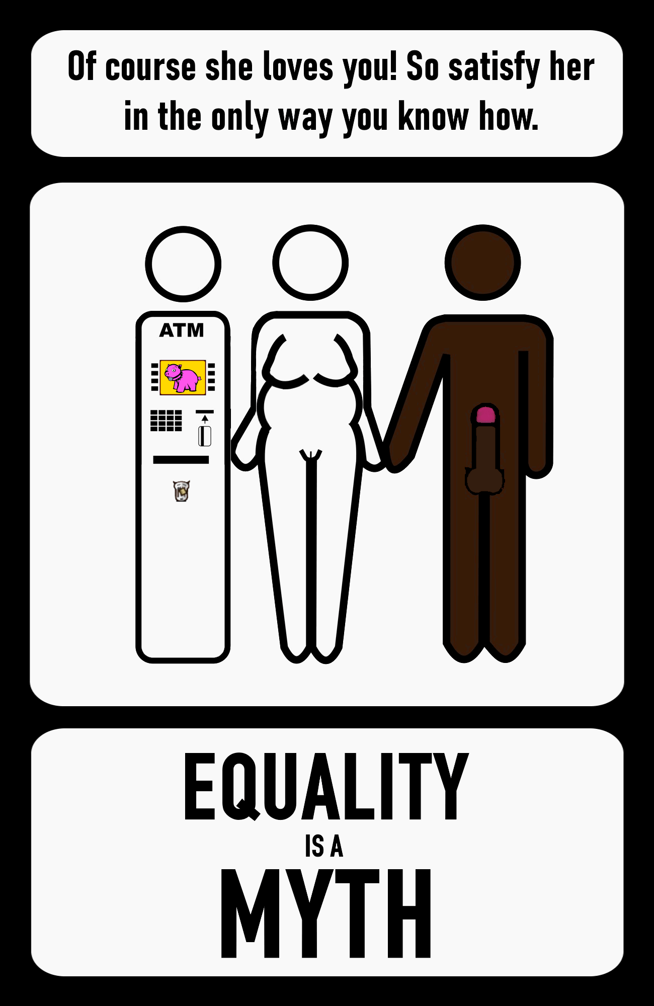 Photo by Nutzvieh with the username @nutzvieh, who is a verified user,  November 8, 2022 at 7:10 PM. The post is about the topic Pictograms - Piktogramme and the text says 'Gleichheit ist ein Mythos - Equality is a myth'