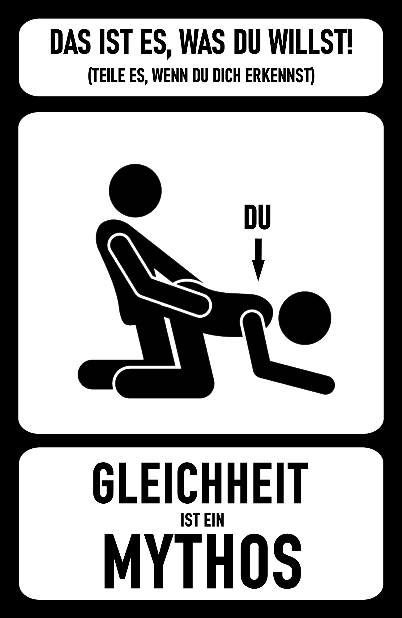 Photo by Nutzvieh with the username @nutzvieh, who is a verified user,  November 10, 2022 at 6:20 PM. The post is about the topic Pictograms - Piktogramme and the text says 'Gleichheit ist ein Mythos - Equality is a myth'