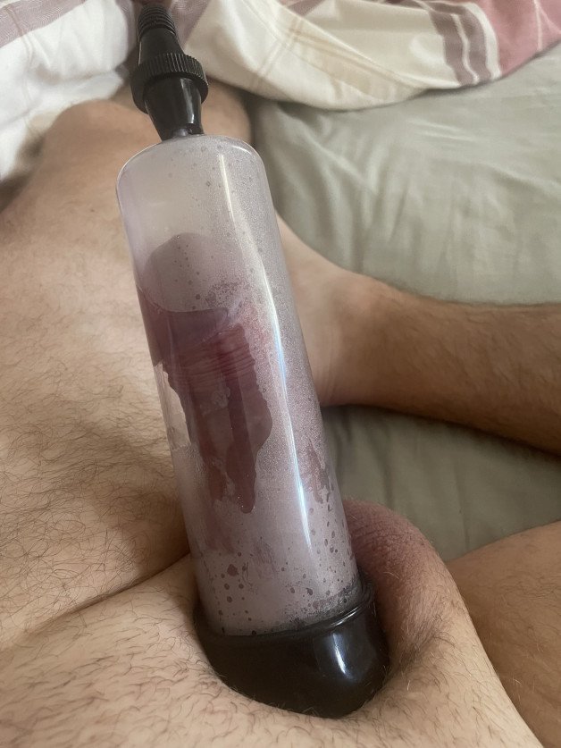Photo by Chits47 with the username @Chits47, who is a verified user,  July 23, 2022 at 2:41 PM. The post is about the topic Cock pumping and the text says 'Felt so good got bit hot in there 😈'