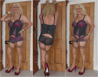 Photo by TraceyFrillyknicks with the username @TraceyFrillyknicks, who is a verified user,  July 15, 2022 at 10:20 AM. The post is about the topic Sissy and the text says 'Tracey shows what she has got and a sexy basque too'