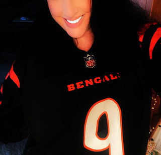 Album by Juicy with the username @Juicy1foru, who is a verified user,  January 27, 2023 at 3:26 PM. The post is about the topic Amateurs and the text says '1-27-23 Happy Feel Good Friday!  Ready for Championship Weekend here!  Who ya got?? Go Cincinnati Bengals!  #whodey #burrow #bengalsnation'