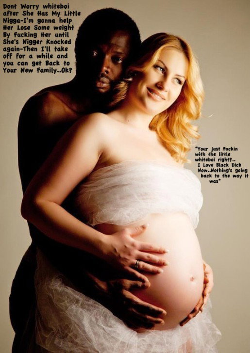 Photo by BlackBabyBump with the username @BlackBabyBump,  December 14, 2016 at 7:28 PM and the text says 'Supporting Black men and Having Black Babies is the only way for white to make up for their past mistakes. Show some respect and let a Black person dominate your life! #saynotowhitebois  #teamblackguys  #blackbred  #respectbbc'