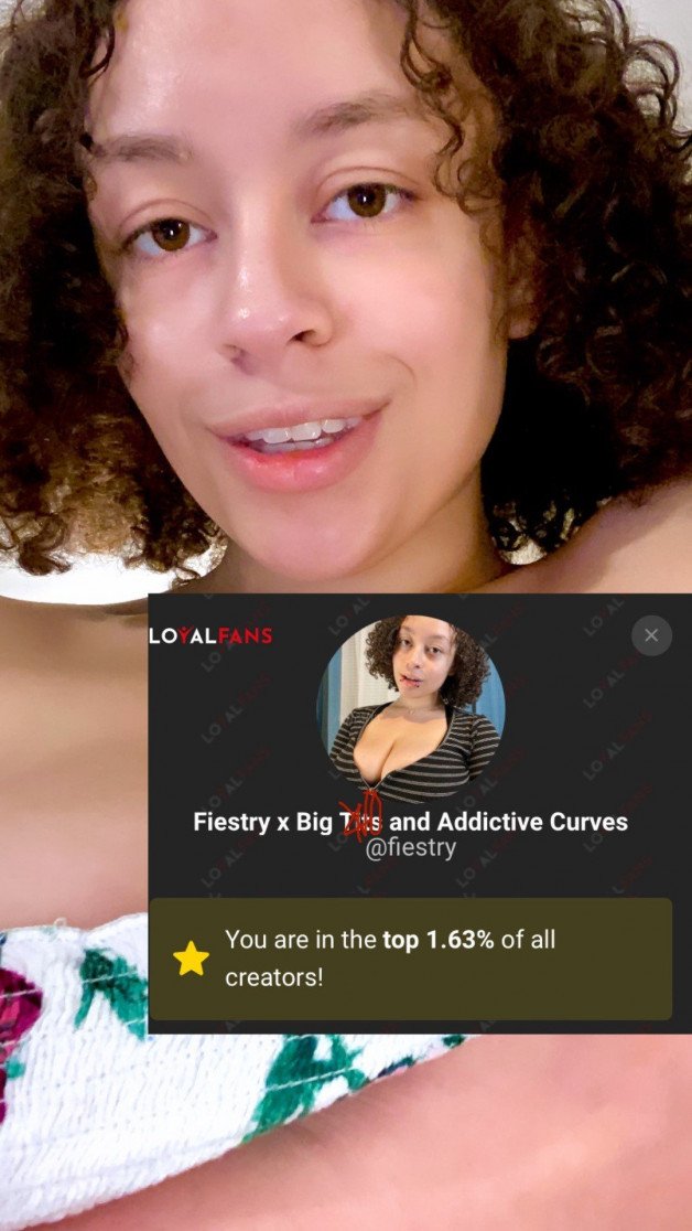 Photo by Fiestry with the username @Fiestry, who is a verified user,  February 8, 2024 at 4:06 PM and the text says 'Top 1.6% on LoyalFans looks extra hot and sexy on me. 🤭 Join me, and submit - https://www.loyalfans.com/fiestry'