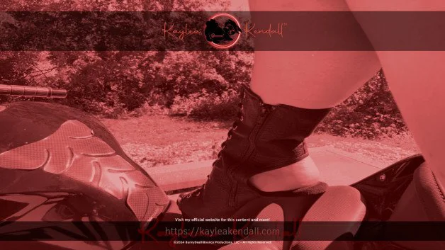 Photo by KayleaKendall with the username @KayleaKendall, who is a star user,  March 22, 2024 at 3:09 PM and the text says 'KinkStarter Photoshoot!
#Feet #Motorbunny #Motorcycle #Photoshoot #Stillettos'