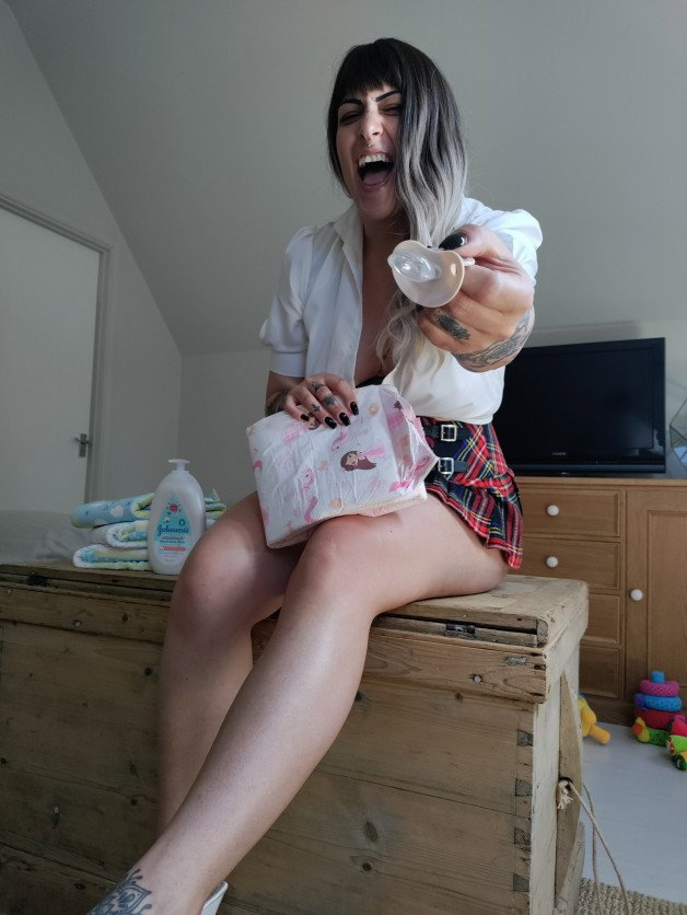 Photo by theneraskye with the username @theneraskye, who is a star user,  August 22, 2022 at 7:00 PM. The post is about the topic abdl and the text says '"Haha!! Why don't you put the big dummy in your mouth you big baby...Smells like you need a diapee change!" #abdl #mommydomme #ageplay #humiliation'