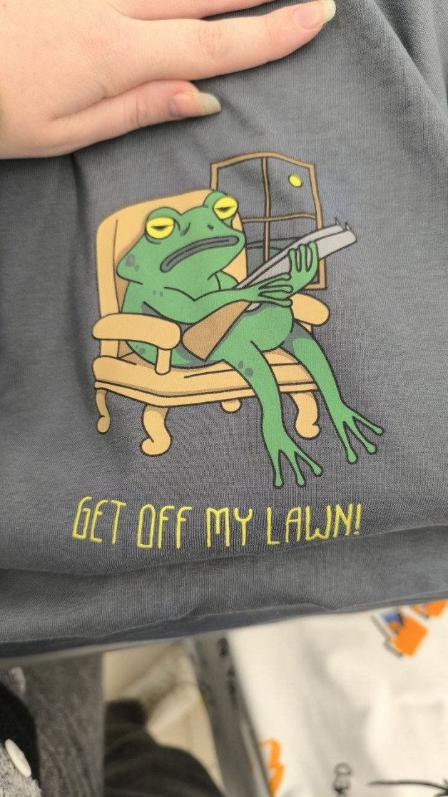 Photo by Terefur with the username @Terefur, who is a star user,  August 19, 2024 at 4:30 PM and the text says 'I really liked this frog with a gun)
#shot #photo #today #time #day #love #work #life'