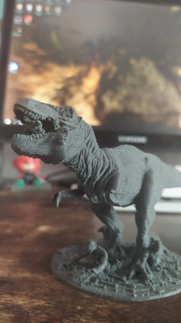 Photo by Terefur with the username @Terefur, who is a star user,  January 29, 2023 at 4:30 PM and the text says 'Unsuccessful printing of the dinosaur model, so far just left it...
#hobby #craft #today #art #ideas #love #time #home #life #work'