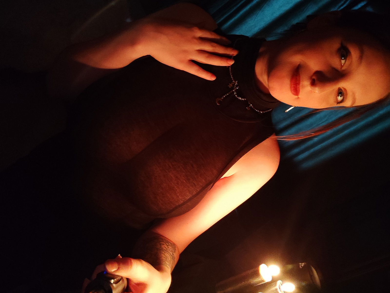 Album by Terefur with the username @Terefur, who is a star user,  September 5, 2024 at 5:27 AM and the text says 'The candles cast shadows, and I&#039;m waiting for you to tear off my tight outfit... 😏🔥'