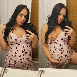 Photo by Valerie Rosee with the username @ValerieRosee, who is a star user,  February 10, 2024 at 6:41 PM and the text says 'Would you fuck me even though I'm fat & pregnant? 🤔😋
https://linktr.ee/valerierosee69'