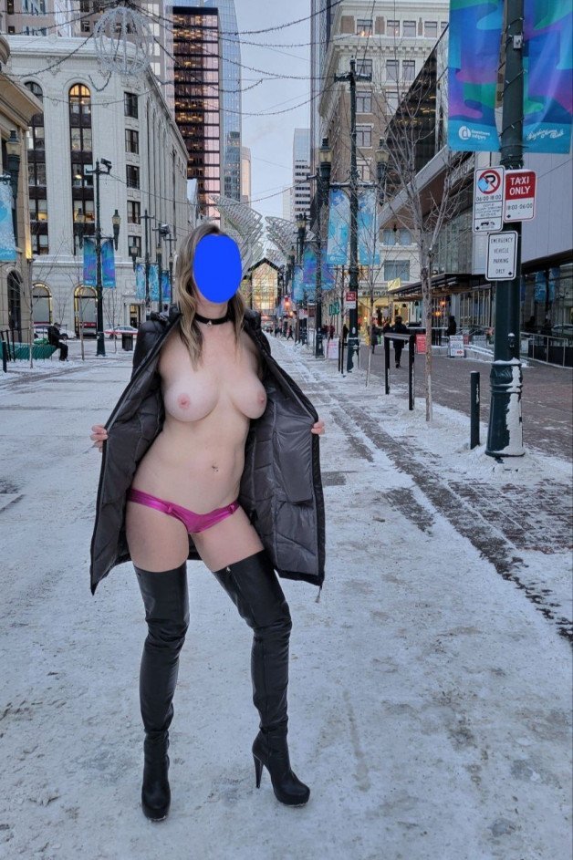 Photo by NaughtyMILF4U with the username @NaughtyMILF4U, who is a verified user,  January 23, 2024 at 4:22 AM. The post is about the topic Flashers and the text says 'Working hard in the cold to keep things hot!'