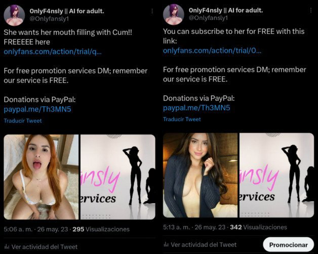 Photo by Onlyfansly with the username @OnlyFansly1,  May 28, 2023 at 7:50 PM and the text says 'My promotion services will always be completely FREE, however when promoting an #OnlyFans (or similar) profile; I dare to place my Paypal link to obtain donations and solve my operation'