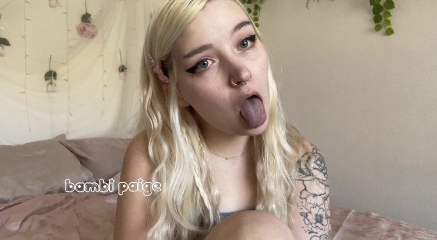 Photo by Bambipaige with the username @Bambipaige, who is a star user,  December 17, 2022 at 11:15 PM and the text says '#cute #teen #young #blonde #tiny #small #petite #skinny #little #extrasmall #xsmall
#tongue #suck #mouth #open #wideopen

? https://onlyfans.com/bambi_paige'