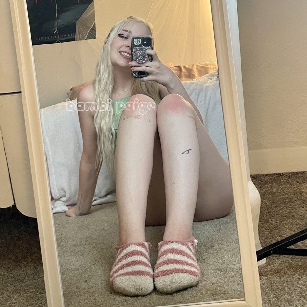 Photo by Bambipaige with the username @Bambipaige, who is a star user,  December 16, 2022 at 3:43 AM. The post is about the topic Amateurs and the text says '#socks #mirror #selfie #cute #small #petite #girl #tiny #teen #blonde #egirl #young 

? https://onlyfans.com/bambi_paige'