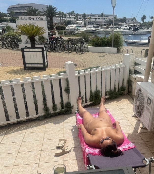 Photo by constantlyhornyH with the username @constantlyhornyH, who is a verified user,  August 3, 2024 at 12:46 PM. The post is about the topic real wifes and the text says 'Great loacation for wifey to sunbathe naked with lots of passers by on our ground floor terrace 😜'