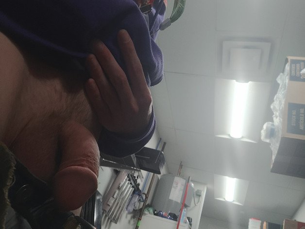 Photo by Funatik1 with the username @Funatik1, who is a verified user,  December 1, 2024 at 6:55 PM. The post is about the topic Show your DICK and the text says 'was a bit slow this morning at work, so i thought id sneak you this'