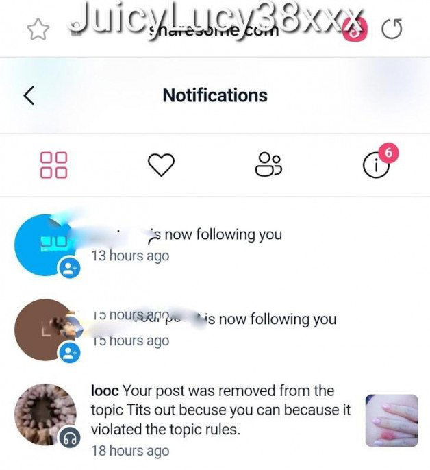 Photo by Juicylucy38xxx with the username @Juicylucy38xxx, who is a verified user,  July 11, 2024 at 6:14 PM. The post is about the topic JuicyLucy38xxx and the text says 'Hi Sharesome family. Please can you help a lady out .....
Why has my post been removed below...?????
As you can see its a post about &amp;amp;amp;quot;Tits out&amp;amp;amp;quot; and guess what ...?... My tits were out.....I know lots of my friends have..'