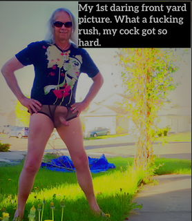 Photo by Hendrixshares with the username @Hendrixshares, who is a verified user,  October 11, 2024 at 4:47 PM. The post is about the topic Public Nudity and the text says 'my very first daring out door picture wearing my crotchless panties'