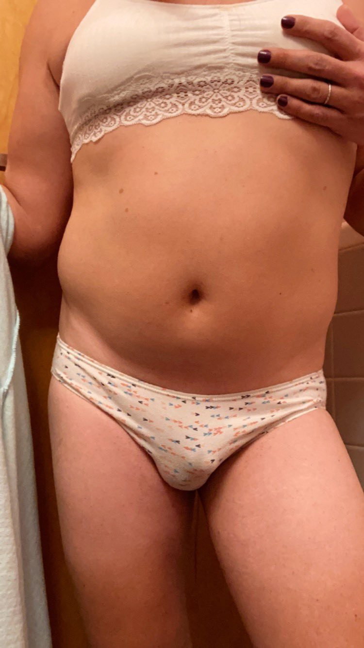 Photo by deedeeramonaxd with the username @deedeeramonaxd, who is a verified user,  December 9, 2022 at 5:43 PM and the text says 'My cute chubby trans tummy in my everyday undies

#trans #panties #girlbuldge'