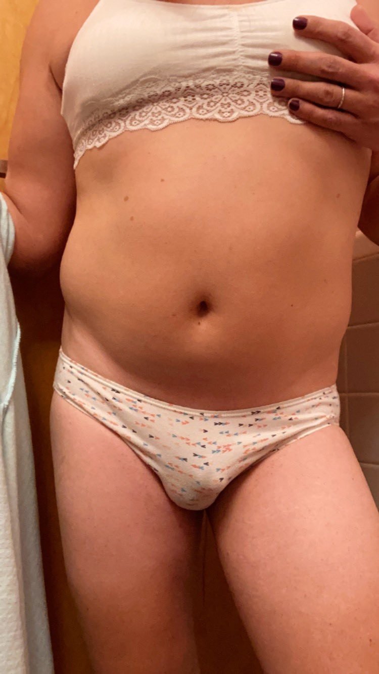 Album by deedeeramonaxd with the username @deedeeramonaxd, who is a verified user,  December 9, 2022 at 5:43 PM and the text says 'My cute chubby trans tummy in my everyday undies

#trans #panties #girlbuldge'