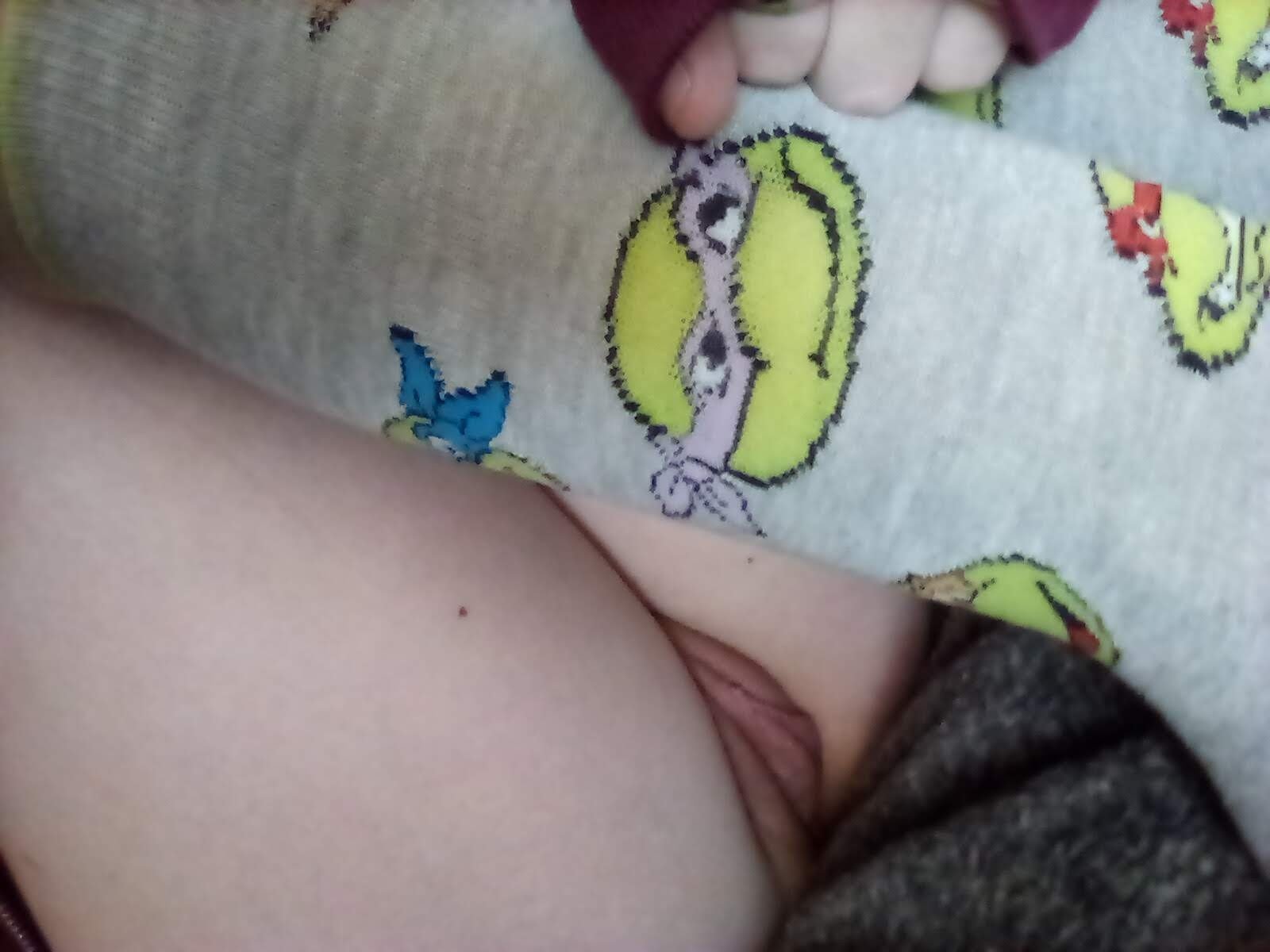Photo by BuffyStuffy with the username @xbuffystuffyx, who is a star user,  January 30, 2023 at 1:59 AM. The post is about the topic Hot Girls in Socks and the text says 'Ninja Turtle socks ⛩️♡  #petite #socks #wet #pussy #cute #TMNT'