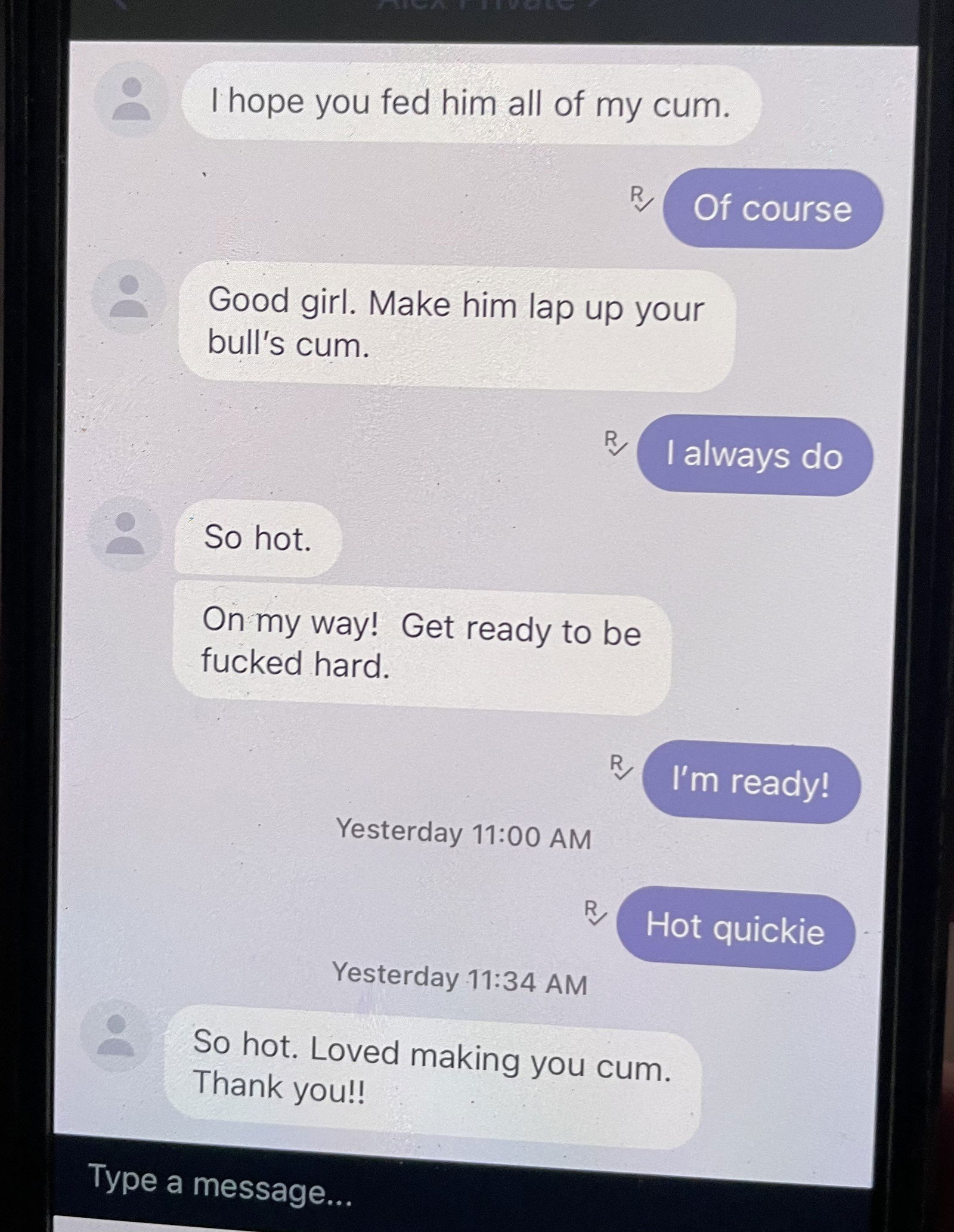 Album by KimCrawford with the username @KimCrawford, who is a verified user,  July 16, 2024 at 5:17 PM. The post is about the topic Hotwife Texts and the text says 'Texting with my friend hoping to have an amazing surprise for my husband !'