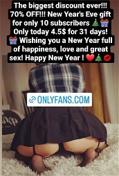 Photo by naughty1teacher with the username @naughty1teacher, who is a star user,  December 31, 2022 at 7:52 PM and the text says 'The biggest discount ever!!! 70% OFF!!! New Year's Eve gift for only 10 subscribers ?? Only today 4.5$ for 31 days!  ? Wishing you a New Year full of happiness, love and great sex! Happy New Year ! ❤️??'