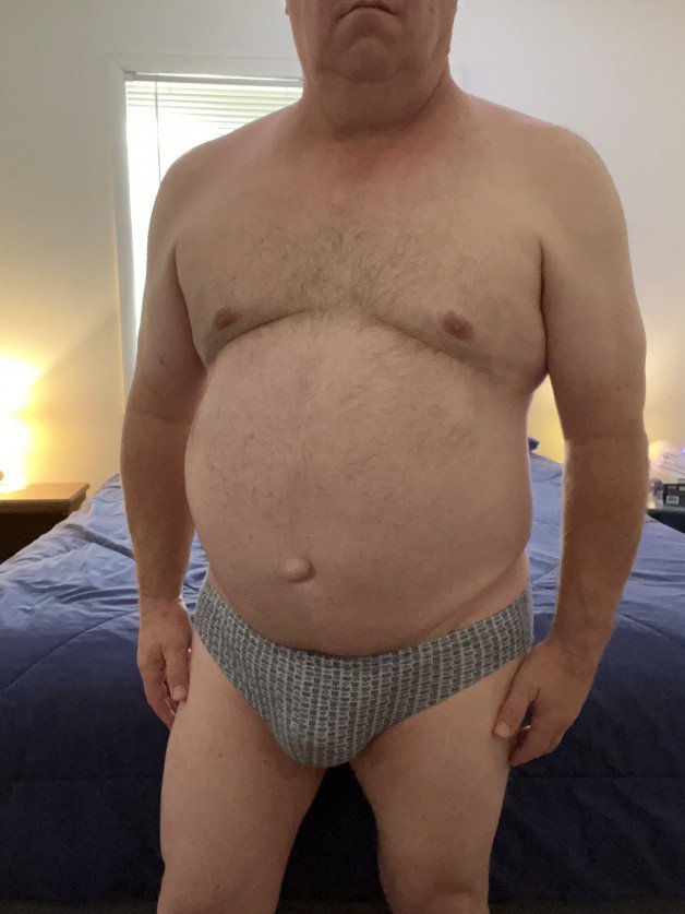 Watch the Photo by MrBlueSky2020 with the username @MrBlueSky2020, who is a verified user, posted on December 30, 2022. The post is about the topic Bicurious. and the text says 'Big guy in small briefs. #chubby #mature #bhm #underwear #cock #balls #ass #daddy'