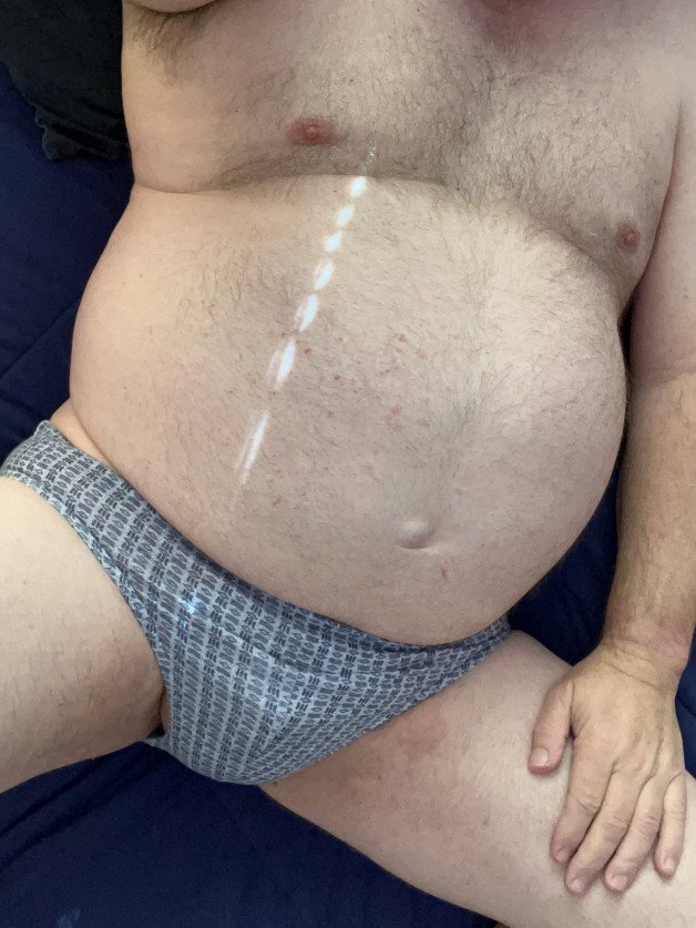 Photo by MrBlueSky2020 with the username @MrBlueSky2020, who is a verified user,  December 30, 2022 at 12:55 AM. The post is about the topic Bicurious and the text says 'Big guy in small briefs. #chubby #mature #bhm #underwear #cock #balls #ass #daddy'