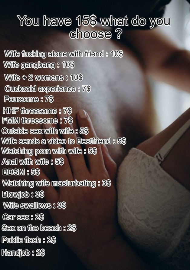 Photo by Swingerscouplegoals with the username @Swingerscouplegoals,  June 27, 2021 at 5:29 PM. The post is about the topic Swingers couple goals and the text says 'What are your picks ? You only have 15$ to spend'