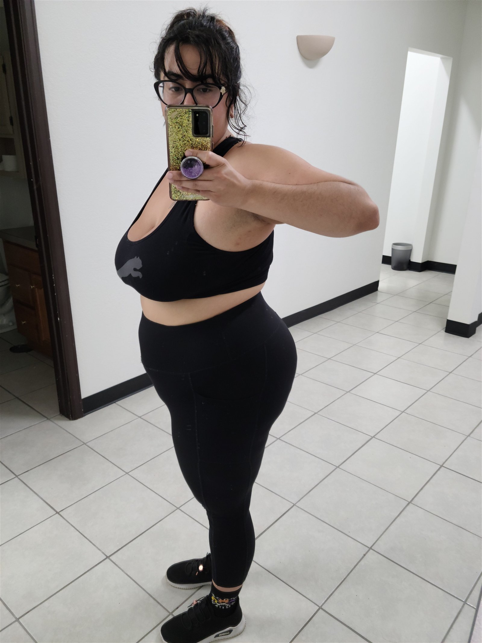 Photo by NyxTresa with the username @NyxTresa, who is a star user,  June 14, 2023 at 10:15 PM. The post is about the topic Fitness Selfies and the text says 'Walked 40 minutes to the gym, spent little over an hour there. It was a solid workout for missing 4 days and somehow I lost 3.6 pounds in that 4 days?! I don't understand how but I will take it as a win!
Photos are from today's check-in!

#Gym #Fitness..'
